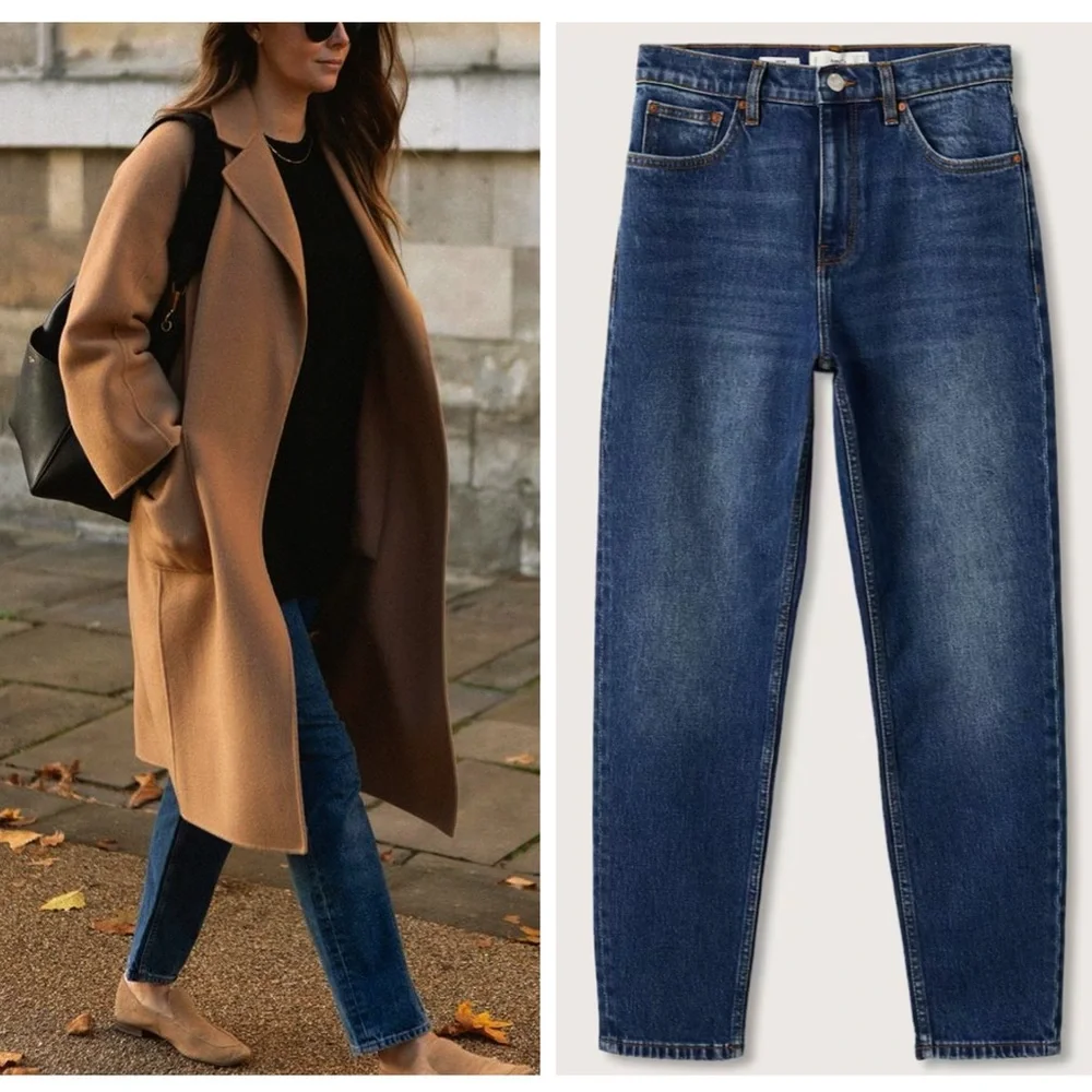 MANGO high rise mom fit blue ankle jeans blogger favorite zara competitor - Picture 4 of 8